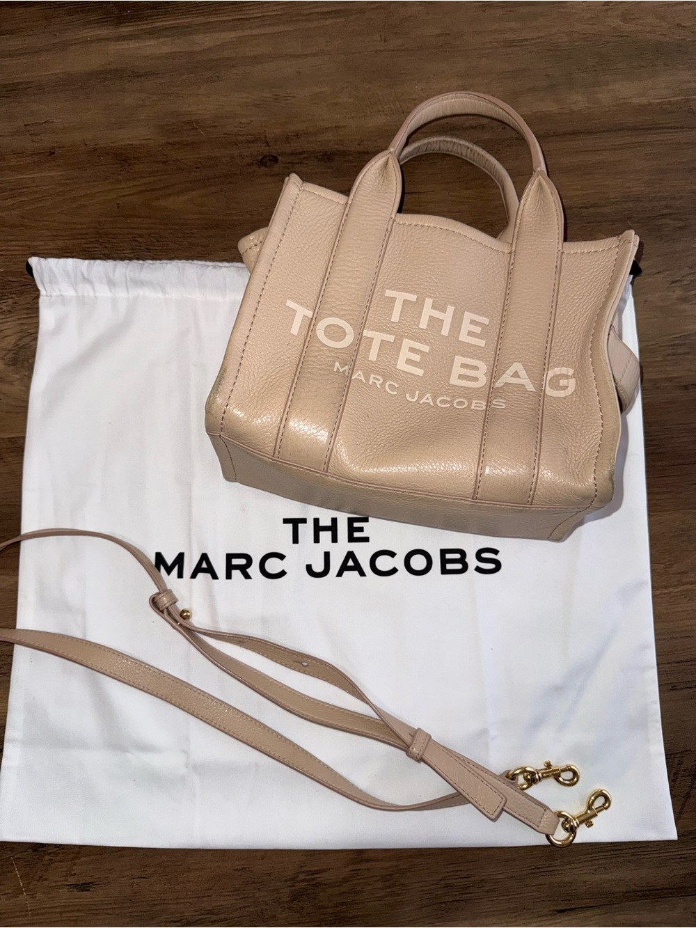 Marc Jacobs Pebbled Leather Tote in Light Beige